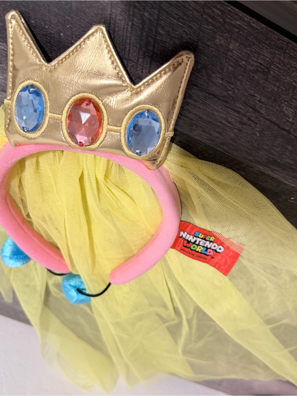 Nintendo Princess Crown Headband with Pink Band, Gold Crown & Blue/Red Gems